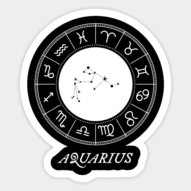 Aquarius Zodiac Sign Design With Constellation Sticker by My Zodiac Apparel